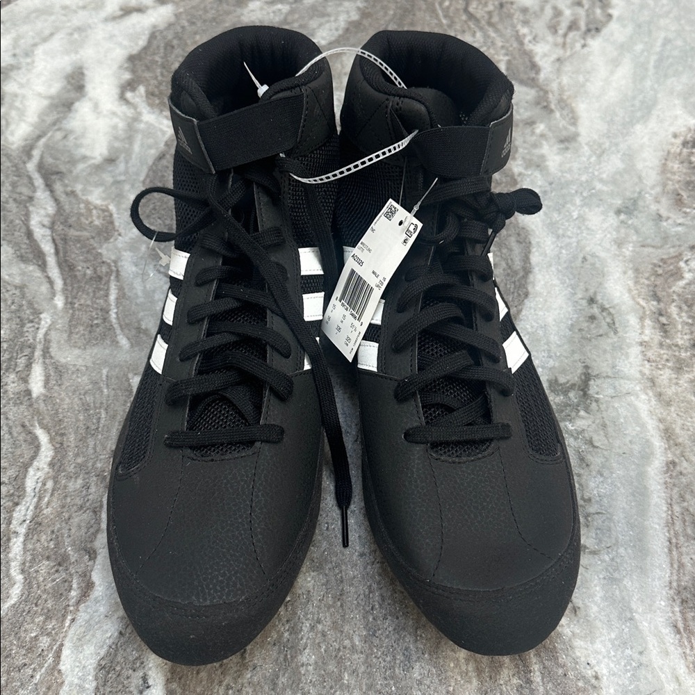 NWT Adidas HVC Wrestling Shoes Sneakers Black White Lightweight Grappling Sz 16 - Picture 4 of 10